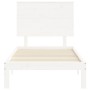White solid wood bed frame with headboard 100x200 cm by vidaXL, Beds and slatted bases - Ref: Foro24-3193652, Price: 136,27 €...
