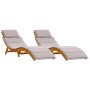 Tumbonas con cojines 2 pcs color taupe, de madera maciza de acacia by , Loungers - Ref: Foro24-4107098, Price: 260,13 €, Disc...