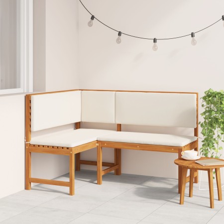 Banco de Jardín Esquinero con Cojines 140x100x91 cm de Madera Sólida de Acacia von , Modulare Sofas für den Außenbereich - Re...