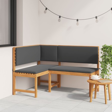 Banco Esquinero de Jardín con Cojines 140x100x91 cm de Madera Sólida de Acacia von , Modulare Sofas für den Außenbereich - Re...