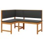Banco Esquinero de Jardín con Cojines 140x100x91 cm de Madera Sólida de Acacia von , Modulare Sofas für den Außenbereich - Re...