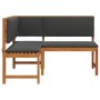 Banco Esquinero de Jardín con Cojines 140x100x91 cm de Madera Sólida de Acacia von , Modulare Sofas für den Außenbereich - Re...