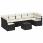 Conjunto de sofá de jardín 8 pcs Negro y crema 55 x 55 x 37 cm
