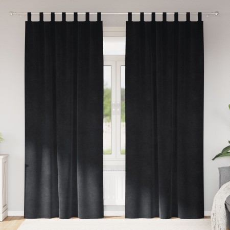 Cortinas Opacas con Lazos de Colgar 2 pcs Terciopelo Negro by , Curtains and curtains - Ref: Foro24-4107177, Price: 37,96 €, ...