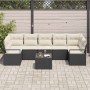 Conjunto de sofá de jardín 8 pcs Negro y crema 55 x 55 x 37 cm