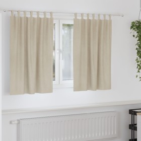Cortinas Opacas con Lazos para Colgar 2 pcs Crema