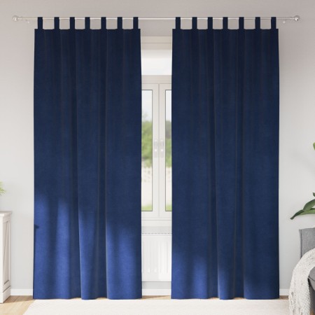 Cortinas Blackout  con lazos colgantes 2 pcs de terciopelo azul oscuro | Foro24.es | Tu tienda online para hogar, jardín y más Foro24.es
