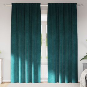 Cortinas Opacas con Cinta Superior 2 pcs Verde Oscuro Terciopelo by , Curtains and curtains - Ref: Foro24-4107216, Price: 35,...