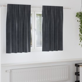 Cortinas Opacas con Cinta Superior 2 pcs Gris