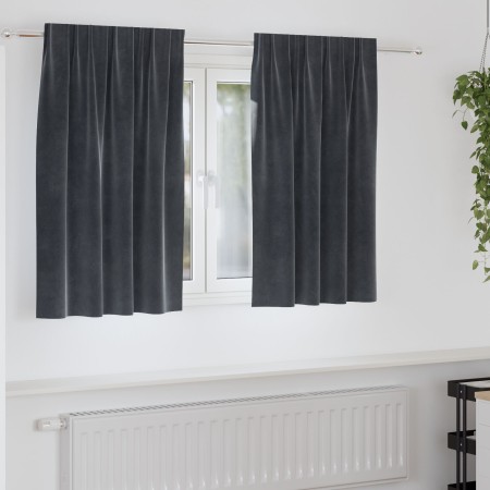 Cortinas Opacas  con Cinta Superior 2 pcs Gris Oscuro Terciopelo | Foro24.es | Tu tienda online para hogar, jardín y más Foro24.es