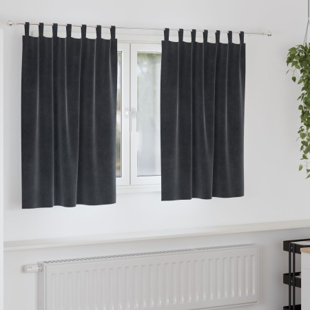 Cortinas Blackout  con lazos de colgar 2 pcs gris oscuro de terciopelo | Foro24.es | Tu tienda online para hogar, jardín y más Foro24.es