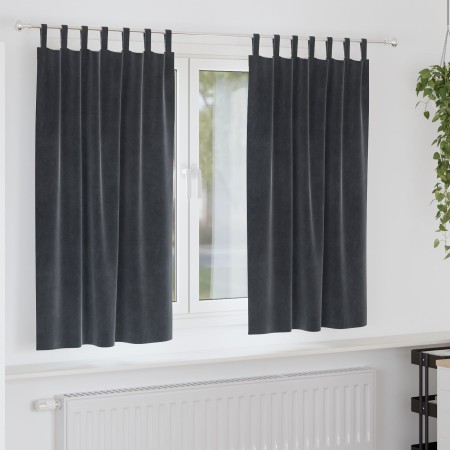 Cortinas Opacas  con Lazos de Colgar 2 pcs Gris Oscuro Terciopelo | Foro24.es | Tu tienda online para hogar, jardín y más Foro24.es