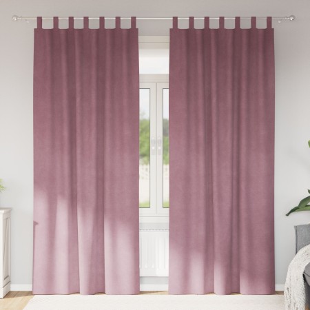 Cortinas Opacas  con Lazos Colgantes 2 pcs Rosa Oscuro Terciopelo | Foro24.es | Tu tienda online para hogar, jardín y más Foro24.es