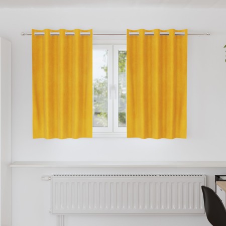 Cortinas Opacas de  con Ojales 2 pcs Amarillo Mostaza Terciopelo | Foro24.es | Tu tienda online para hogar, jardín y más Foro24.es
