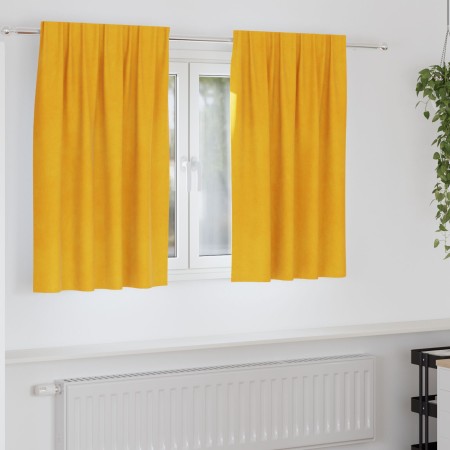 Cortinas Opacas  con cinta superior 2 piezas Amarillo Mostaza Terciopelo | Foro24.es | Tu tienda online para hogar, jardín y más Foro24.es