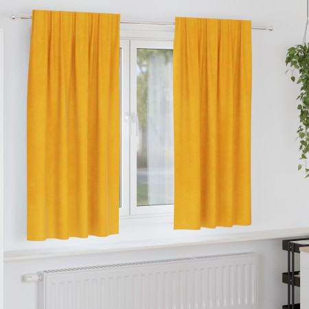 Cortinas Opacas con cinta superior 2 piezas Amarillo Mostaza Terciopelo by , Curtains and curtains - Ref: Foro24-4107274, Pri...