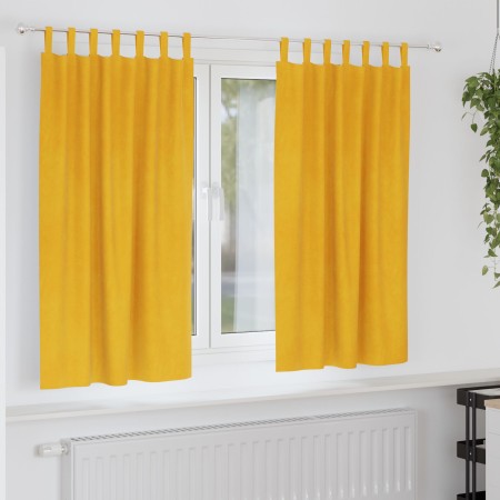 Cortinas Opacas  con Lazos de Colgar 2 pcs Amarillo Mostaza Terciopelo | Foro24.es | Tu tienda online para hogar, jardín y más Foro24.es