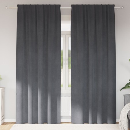 Cortinas Opacas  con Cinta Superior 2 pcs de Terciopelo Gris Claro | Foro24.es | Tu tienda online para hogar, jardín y más Foro24.es