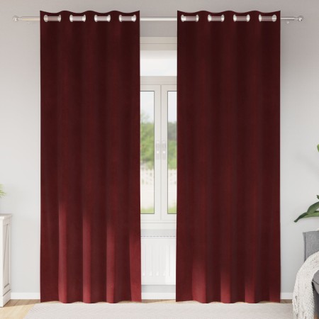Cortinas Opacas  con Ojales 2 pcs Rojo Vino Terciopelo | Foro24.es | Tu tienda online para hogar, jardín y más Foro24.es