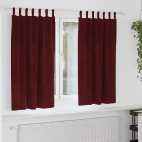 Cortinas Opacas con Lazos de Colgado 2 pcs Rojo