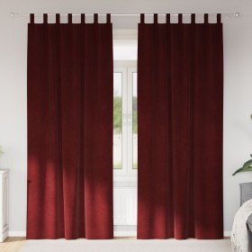 Cortinas Opacas con Lazos de Colgado 2 pcs Rojo