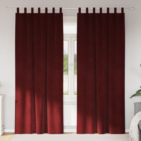 Cortinas Opacas  con Lazos de Colgado 2 pcs Rojo Vino Terciopelo | Foro24.es | Tu tienda online para hogar, jardín y más Foro24.es