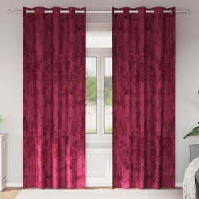 Cortinas de Terciopelo 2 pcs con Ojales Burdeos