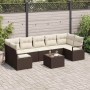 Conjunto de sofá de jardín 8 pcs Marrón y crema 55 x 55 x 37 cm