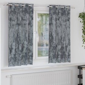 Cortinas con Ojales Gris Plateado Poliéster 140 x