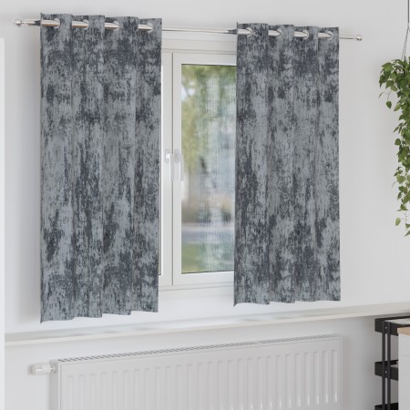 Cortinas con Ojales Gris Plateado Poliéster 140 x 175 cm de , Cortinas y visillos - Ref: Foro24-4107649, Precio: 30,08 €