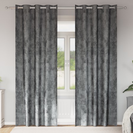 Cortinas de Terciopelo 2 pcs con ojales gris 225x140 cm | Foro24.es | Tu tienda online para hogar, jardín y más Foro24.es