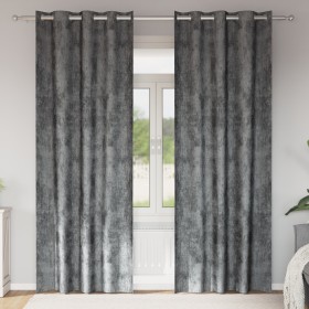 Cortinas de Terciopelo 2 piezas con Ojales Grises