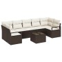 Conjunto de sofá de jardín 8 pcs Marrón y crema 55 x 55 x 37 cm