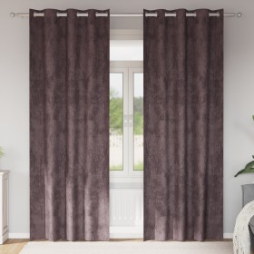 Cortinas de Terciopelo 2 pcs con Ojales Marrón