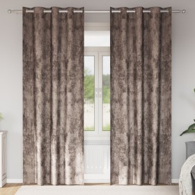 Cortinas de terciopelo 2 pcs con ojales capuchino