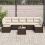 Conjunto de sofá de jardín 8 pcs Marrón y crema 55 x 55 x 37 cm