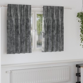 Cortinas de Terciopelo 2 pcs con Ojetes Gris