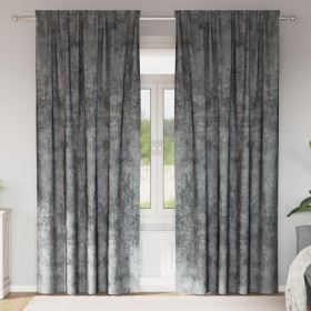 Cortinas de Terciopelo 2 pcs con Ojetes Gris
