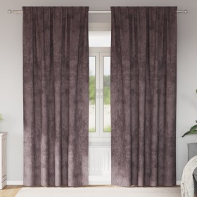 Cortinas de Terciopelo 2 pcs con Ojetes Marrón