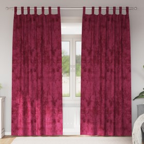 Cortinas de terciopelo 2 pcs con ojales burdeos