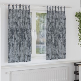 Cortinas de terciopelo de 2 pcs con lazos gris