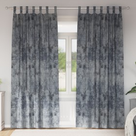 Cortinas de Terciopelo 2 pcs con Ojetes Gris