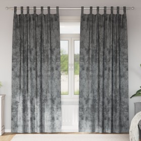 Cortinas de Terciopelo 2 pcs con Ojetes Gris
