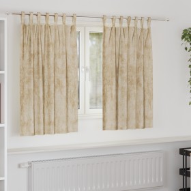 Cortinas de terciopelo 2 pcs con ojales Crema