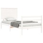 Weißer Massivholzbettrahmen mit Kopfteil 90x200 cm von vidaXL, Betten und Lattenroste - Ref: Foro24-3195207, Preis: 111,77 €,...