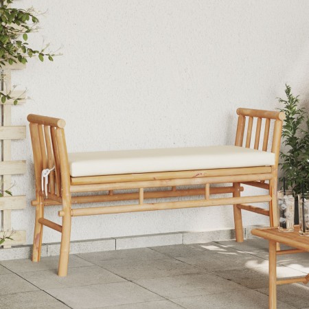 Banco de jardín con cojín de 110 cm de bambú by , garden benches - Ref: Foro24-4108077, Price: 115,29 €, Discount: %
