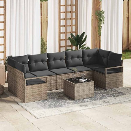 Conjunto de sofá de jardín 8 pcs Gris 55 x 55 x 37 cm