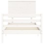 White solid wood bed frame with headboard 90x200 cm by vidaXL, Beds and slatted bases - Ref: Foro24-3195207, Price: 111,77 €,...