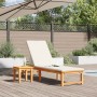 Tumbona con cojines crema en madera sólida de acacia by , Loungers - Ref: Foro24-4108108, Price: 192,86 €, Discount: %
