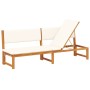Tumbona 3 en 1 con cojines crema de madera maciza de acacia | Foro24.es | Tu tienda online para hogar, jardín y más Foro24.es